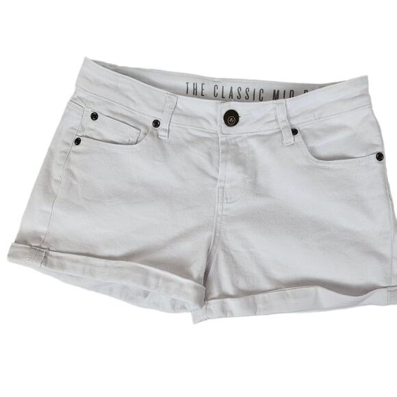 Cotton On Jean Shorts Roll Up Hem Mid Rise Women 6 White Beach Festive Summer - Picture 5 of 6